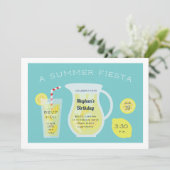 Summer Lemonade Birthday Party Invitation Kaart (Staand voorkant)