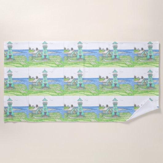 Summer Lighthouse 3; Beach Towel Strandlaken (Voorkant)