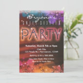 Summer Lights Sparkle Dance Club Party Invitation Kaart (Staand voorkant)