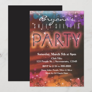 Summer Lights Sparkle Dance Club Party Invitation Kaart