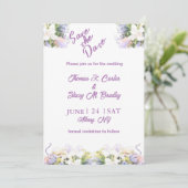 Summer Lila Wildflower Romantic Wedding Kaart (Staand voorkant)
