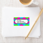 Summer Lime Green Hot Pink Blauwgroen cirkels stri Etiket (Insitu)