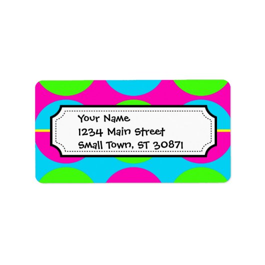 Summer Lime Green Hot Pink Blauwgroen cirkels stri Etiket (Voorkant)