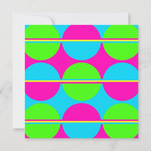 Summer Lime Green Hot Pink Blauwgroen cirkels stri Kaart (Achterkant)