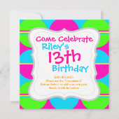 Summer Lime Green Hot Pink Blauwgroen cirkels stri Kaart (Voorkant)