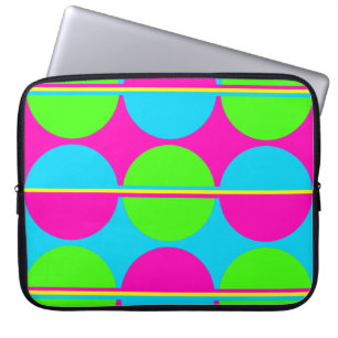 Summer Lime Green Hot Pink Blauwgroen cirkels stri Laptop Sleeve