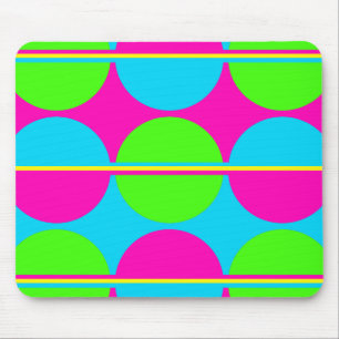 Summer Lime Green Hot Pink Blauwgroen cirkels stri Muismat