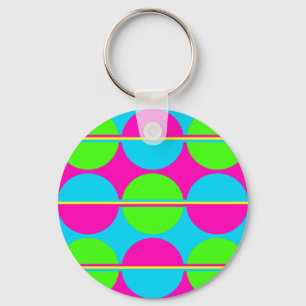 Summer Lime Green Hot Pink Blauwgroen cirkels stri Sleutelhanger