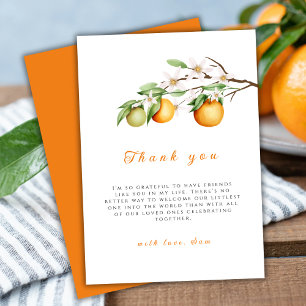 Summer Little Cutie Citrus Clementine Baby shower Bedankkaart