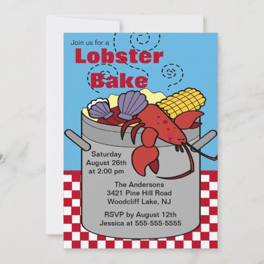 Summer Lobster Bake Cookout Uitnodiging (Voorkant)
