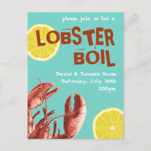 Summer Lobster Boil Party Aqua Uitnodiging Briefkaart