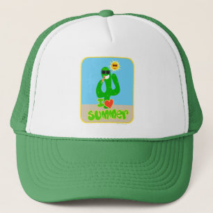 Summer Love Cactus Cartoon Seasonal Motto Trucker Pet