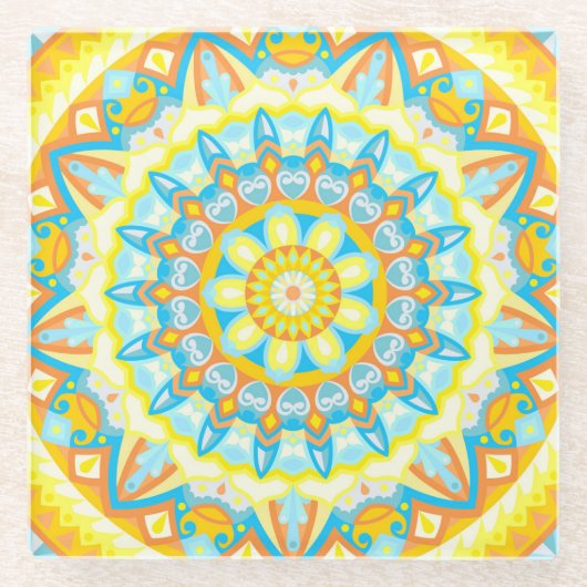 Summer Mandala Glazen Onderzetter (Voorkant)
