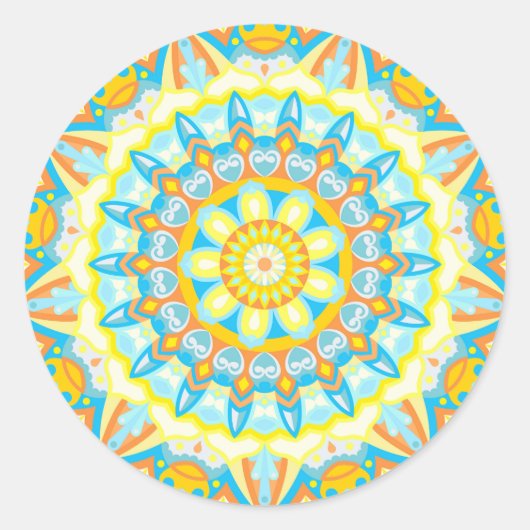 Summer Mandala Ronde Sticker (Voorkant)