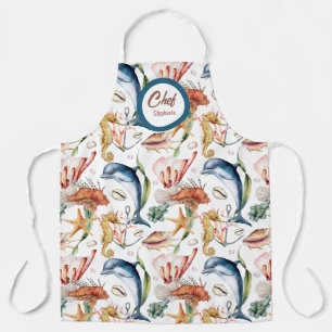 Summer Marine Life, Dolphins, Editable Schort