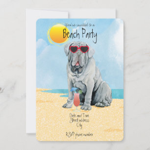 Summer Mastino Beach Party Invitation Feestdagenkaart
