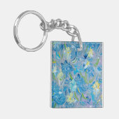 Summer Meadow Bloemen Acryl Vierkant Sleutelhanger (Voorkant Links)