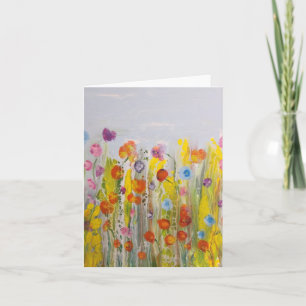 Summer Meadow Bright Abstract Bloemenbriefkaart Notitiekaartje