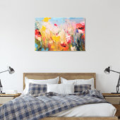 Summer Meadow – Expressive Abstract Wildflowers Canvas Afdruk (Insitu (Slaapkamer))