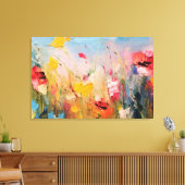 Summer Meadow – Expressive Abstract Wildflowers Canvas Afdruk (Insitu (Woonkamer))