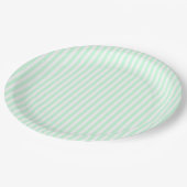 Summer Mint Bleek Green Mint & White Stripe Papieren Bordje (Gekanteld)