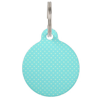 Summer Mint Green Polka Dot Hearts on Aqua Blue Huisdierpenning