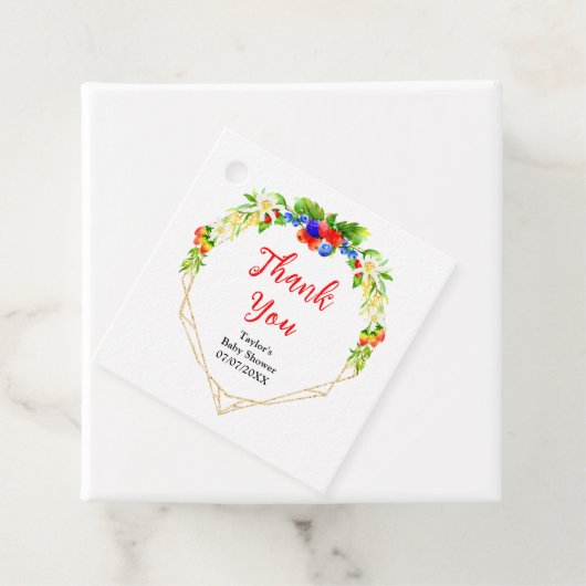 Summer Mixed Berries Baby shower Dank u Bedankjes Labels (In situ)