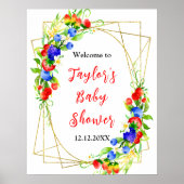 Summer Mixed Berries Baby Shower Welcome Sign Poster (Voorkant)