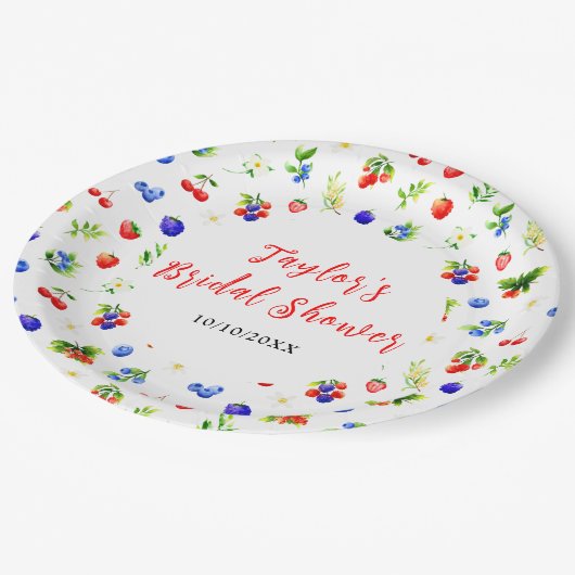 Summer Mixed Berries Bridal Shower Papieren Bordje (Gekanteld)