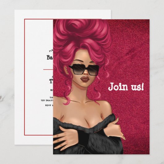 Summer Mood Mode Red Haire Bachelorette Kaart (Voorkant / Achterkant)