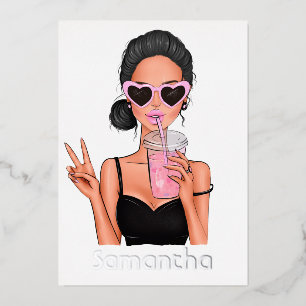 Summer Mood Mode strand Glam Lady Folie Invitatie Uitnodiging