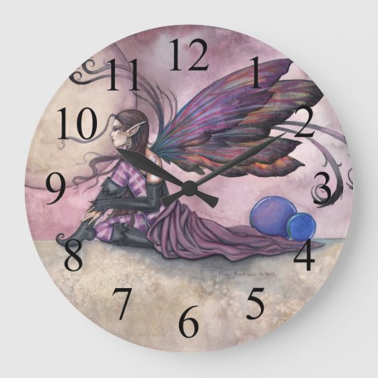 Summer Moon Fairy Fantasy Art Wall Clock Grote Klok (Voorkant)