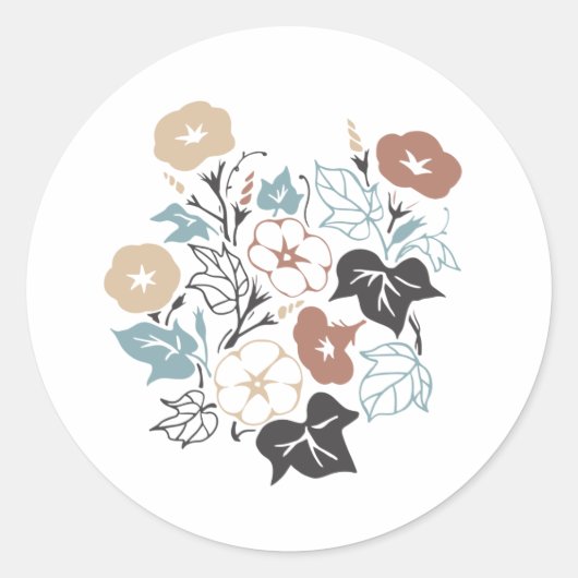 Summer Morning Glory Garden Ronde Sticker (Voorkant)
