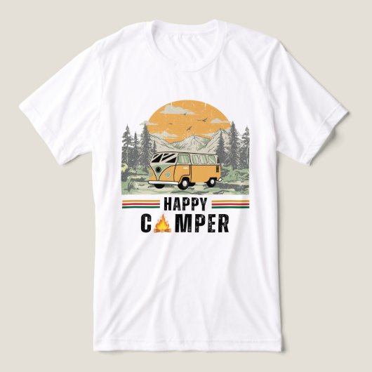 Summer Mountain Adventure Camper Natuur Tri-Blend Shirt (Design voorkant)
