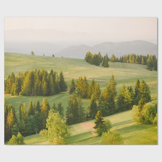 summer mountains green grass and blue sky landscap cadeaupapier (Vlak)