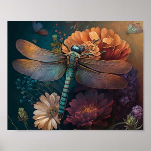 Summer Naight Midnight Dragonfly Poster (Voorkant)