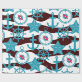 Summer Nautical Pattern Cadeaupapier (Vlak)
