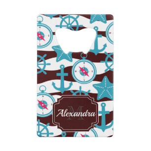 Summer Nautical Pattern Kredietkaart Flessenopener