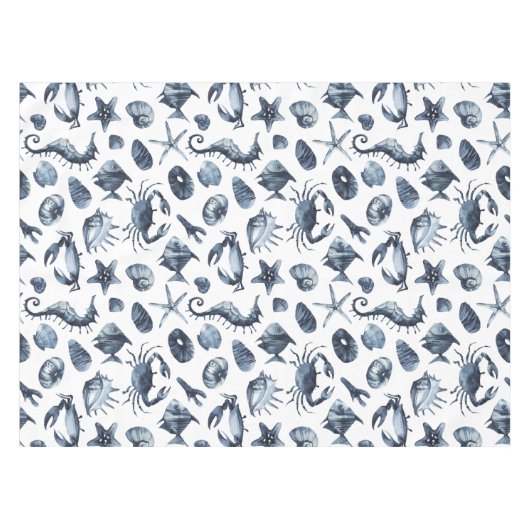 Summer Nautical seashell zeepaardkrab Tafelkleed (Voorkant (Horizontaal))