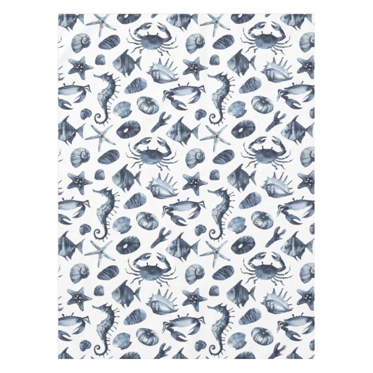 Summer Nautical seashell zeepaardkrab Tafelkleed (Voorkant)