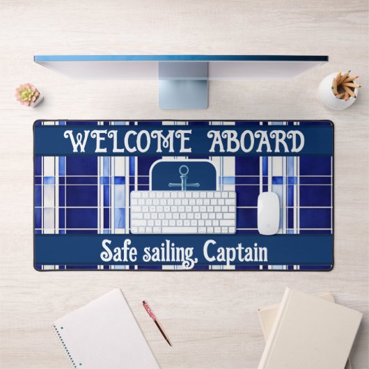 Summer Navy Blue Boat Collection de rayures modern (Bureau 1)