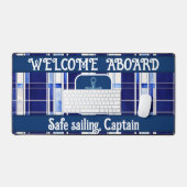 Summer Navy Blue Boat Collection de rayures modern (Clavier et souris)