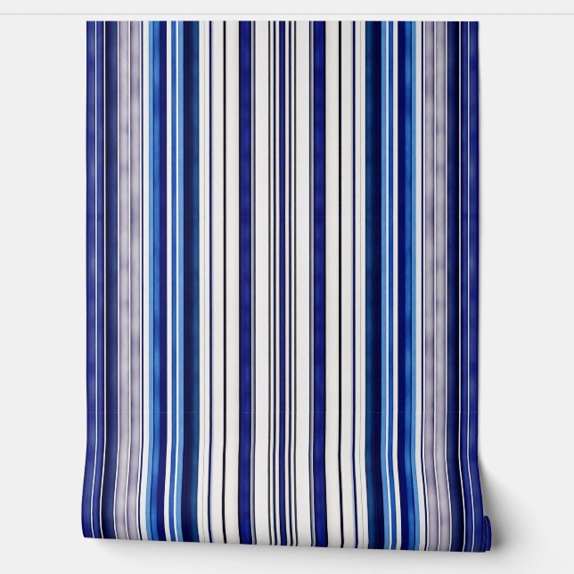 Summer Navy Blue Boat Trendy Stripes Collectie Behang (Afrollen)