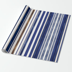 Summer Navy Blue Trendy Boat Stripes Collectie Cadeaupapier