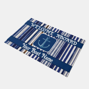 Summer Navy Blue Trendy Boat Stripes Collectie Deurmat