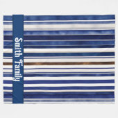 Summer Navy Blue Trendy Boat Stripes Collectie Fleece Deken (Voorkant (Horizontaal))