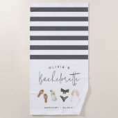 Summer Neutrals Personalized Bachelorette Party Strandlaken (Voorkant)