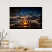 Summer night around the campfire poster (Keuken)