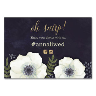 Summer Night Flowers Mariage photo hashtag carte