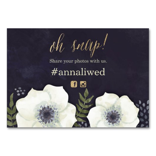 Summer Night Flowers Mariage photo hashtag carte (Devant)